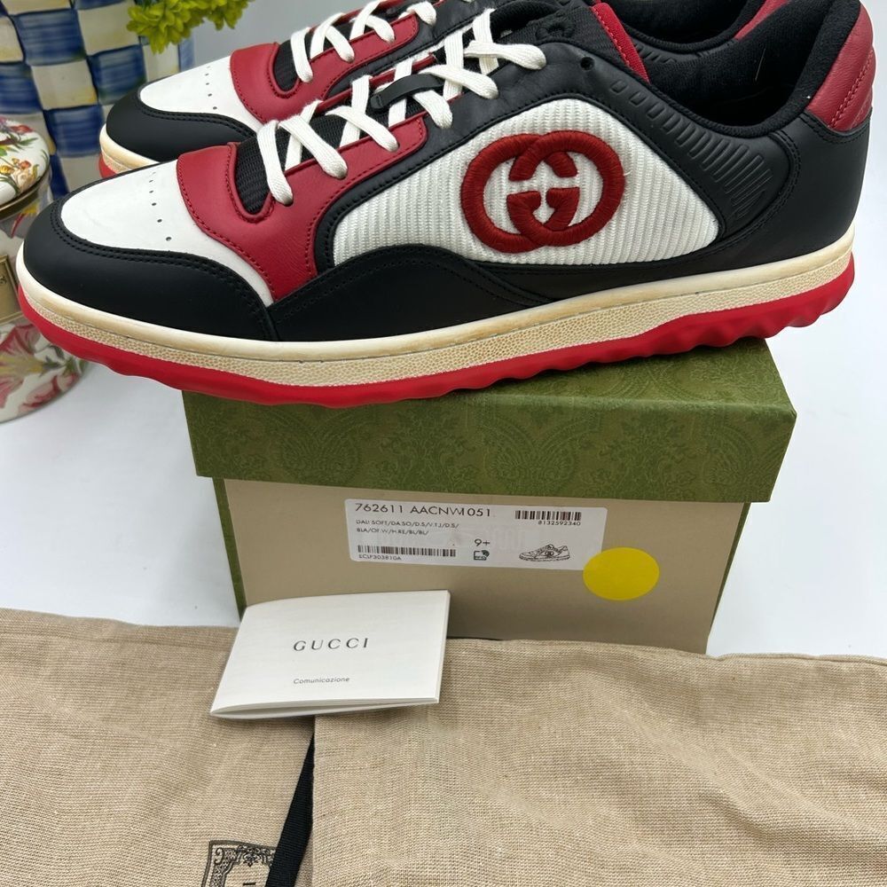 Men's Gucci, Mac 80 low top leather sneakers size 9.5 fits 10 US made in Italy - Picture 7 of 11